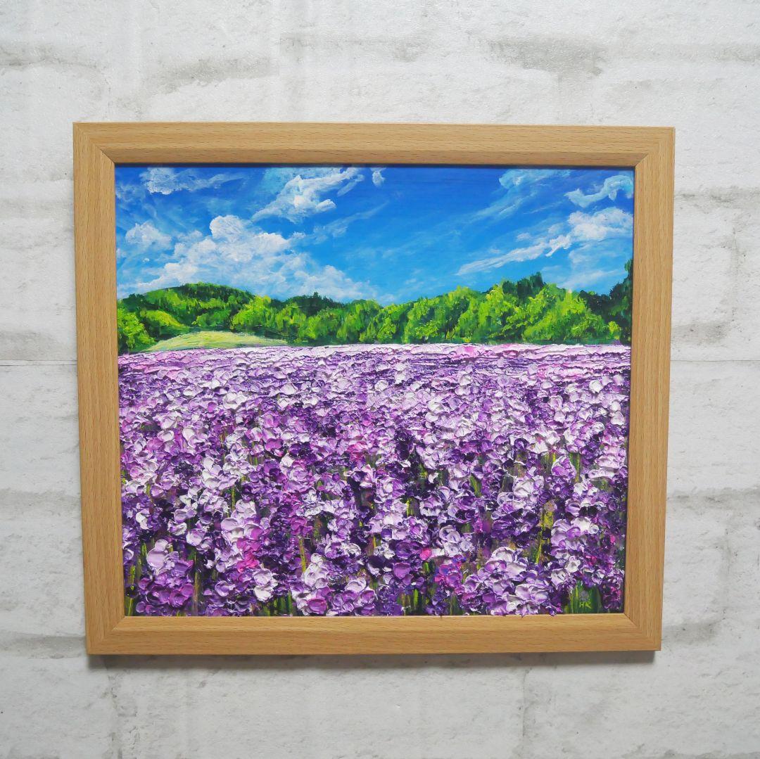 油絵 油彩 油彩画 絵 絵画【青空のラベンダー畑】