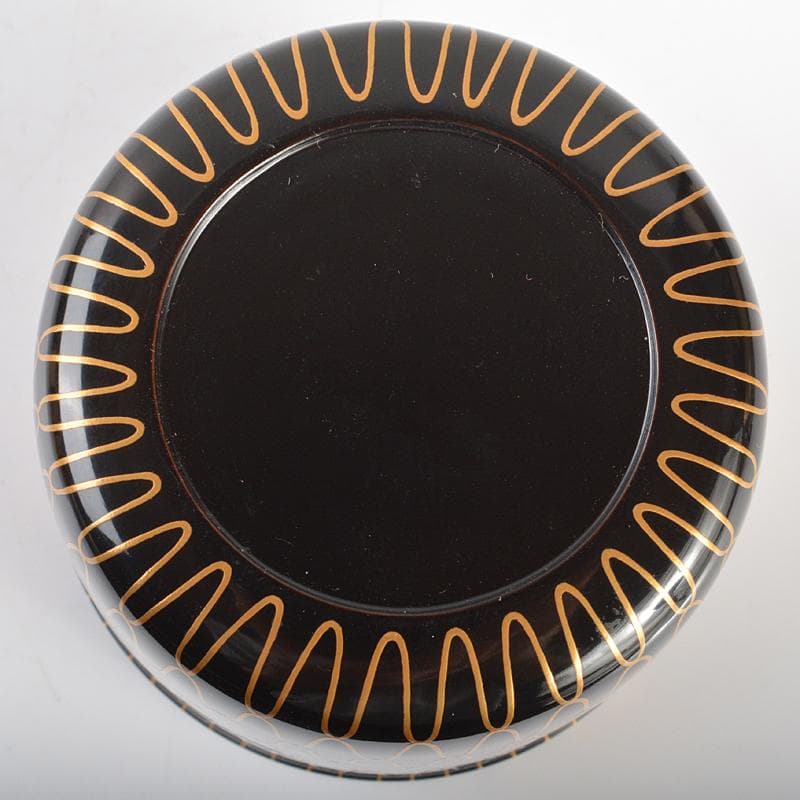 茶道具　山中塗　塗師　辻石斎造　網目宝尽蒔絵　金輪寺　棗　共布共箱　YR6861