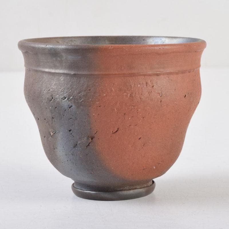 常滑焼 小西洋平作 窯変 ぐい呑 共布共箱 V 8657