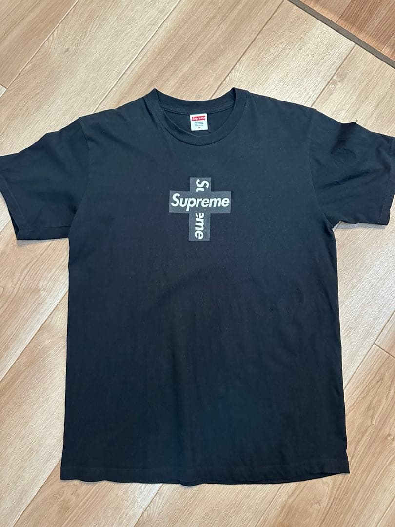 supreme cross box logo Tシャツ ネイビー mサイズ