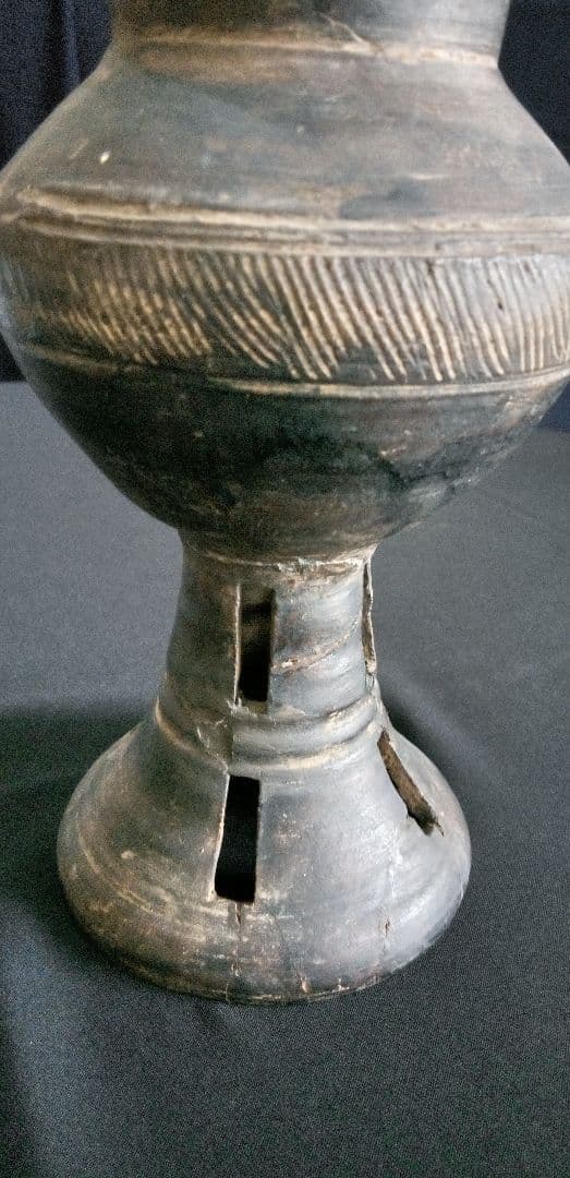 須恵器、土器線刻模様の陶器香炉