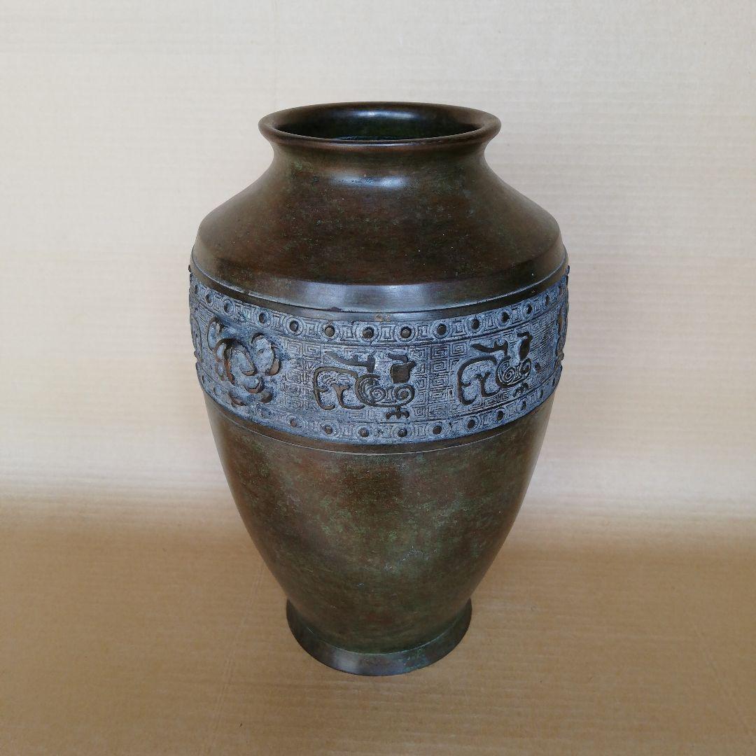 青銅花瓶 アンティーク 青銅八角花瓶 中国 骨董品 ビンテージ