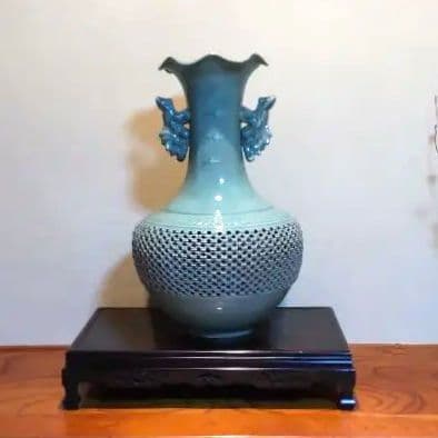 透かし彫り模様壺型 一輪挿し3点セット