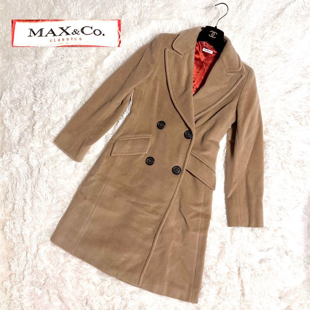 マックスアンドコー ロングコート カシミア混 ダブルブレスト 裏地