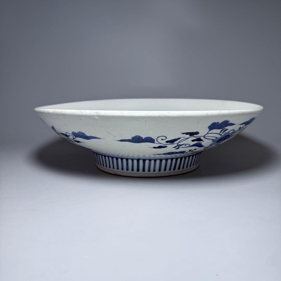 宝暦〜幕末 後期鍋島 染付松竹梅大皿 裏唐草文 蒐集家放出品 同手図録