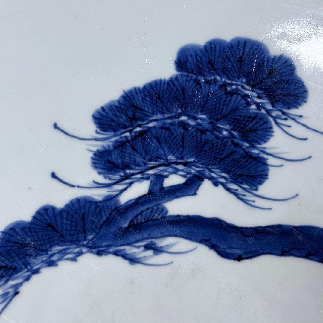 宝暦〜幕末 後期鍋島 染付松竹梅大皿 裏唐草文 蒐集家放