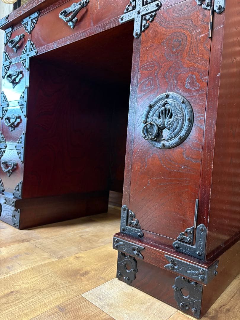 遠野民芸 欅 漆塗 南部鉄 鏡台 ドレッサー 検）岩谷堂