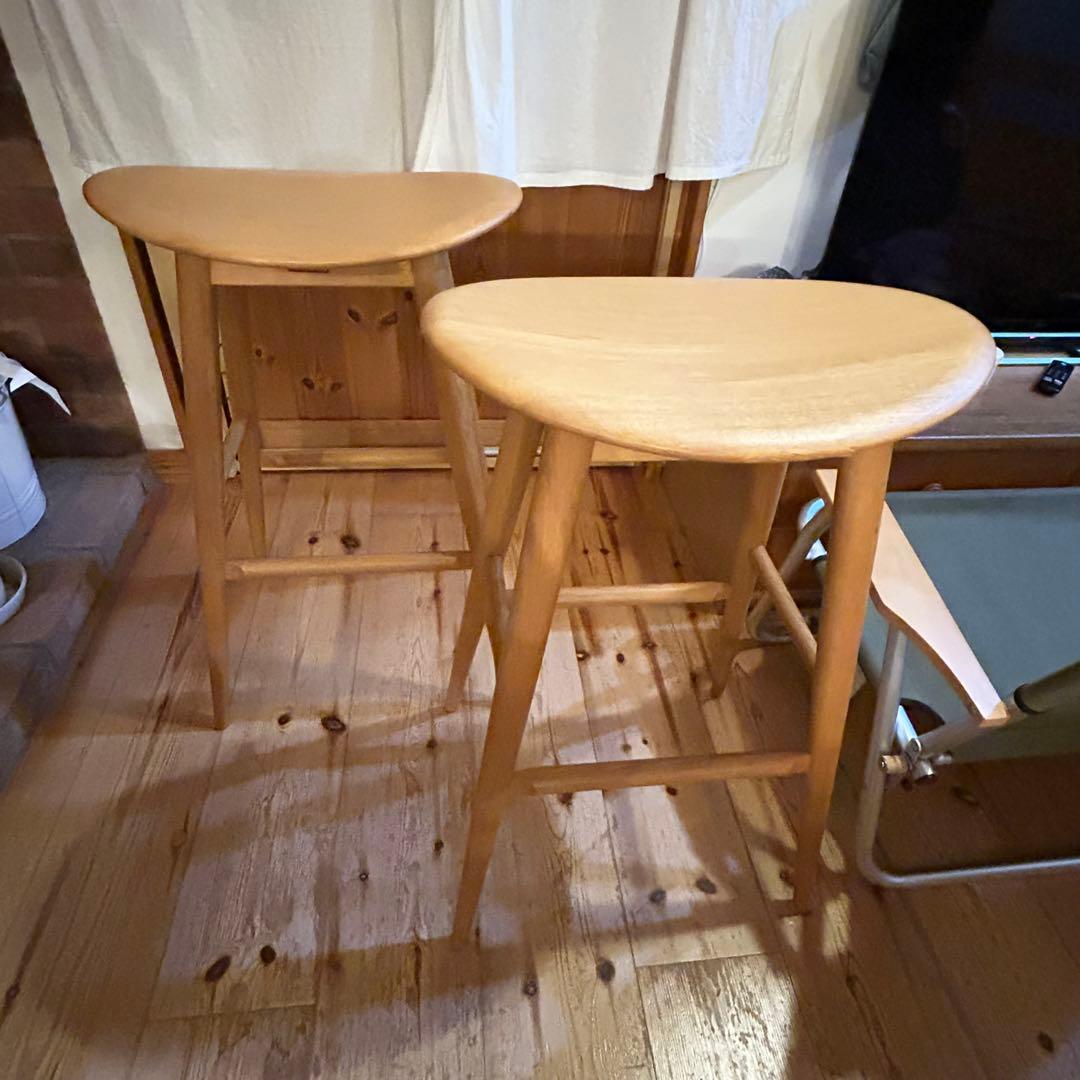 柏木工　ナチュラルウッド カウンターチェア　　 バースツール 2脚セット