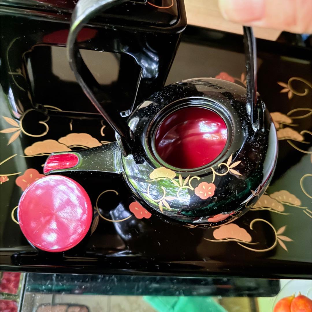 超限定1月12日迄‼️節目にJAPAN天然木会津塗お屠蘇器蒔絵松竹梅四ッ揃杉箱入