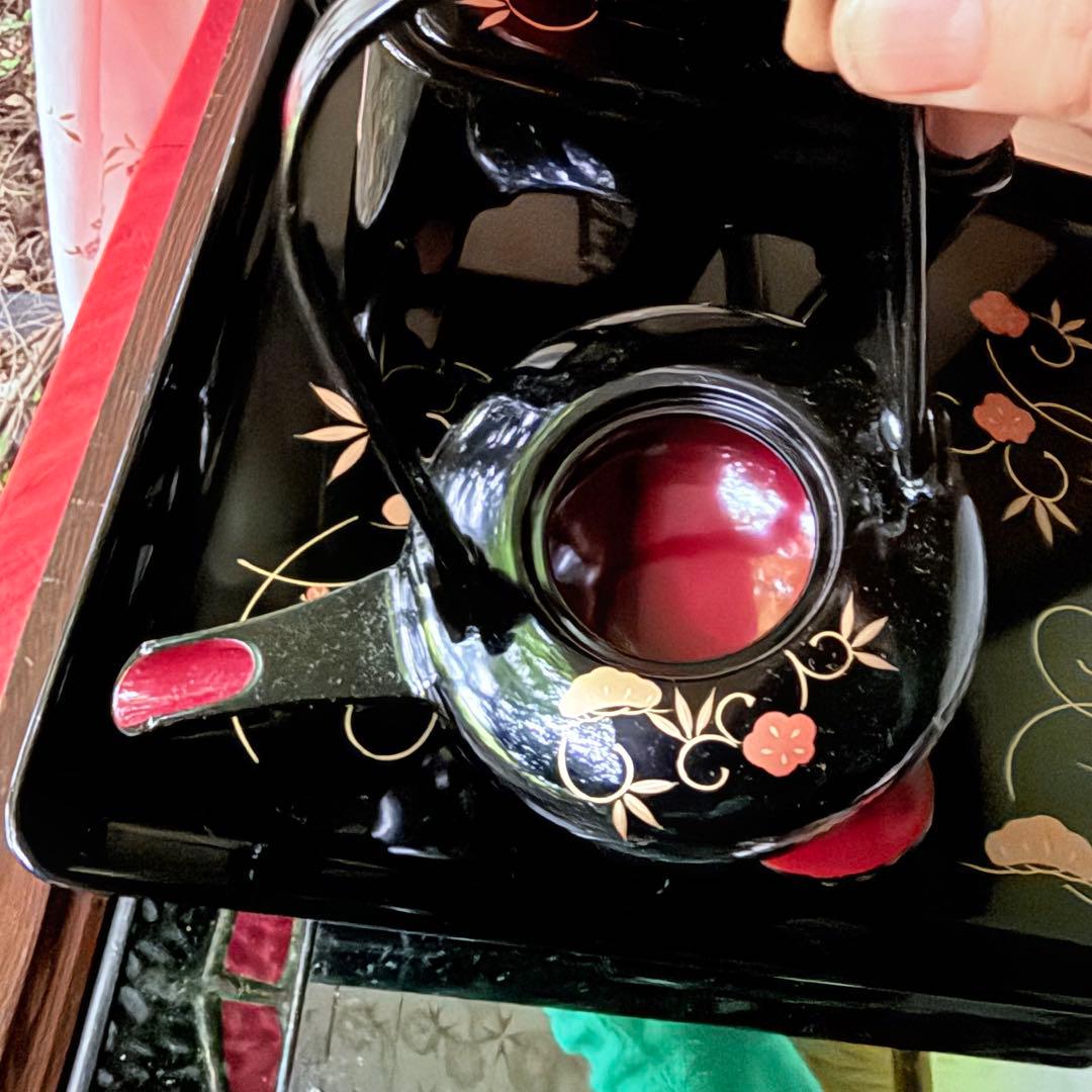 超限定1月12日迄‼️節目にJAPAN天然木会津塗お屠蘇器蒔絵松竹梅四ッ揃杉箱入