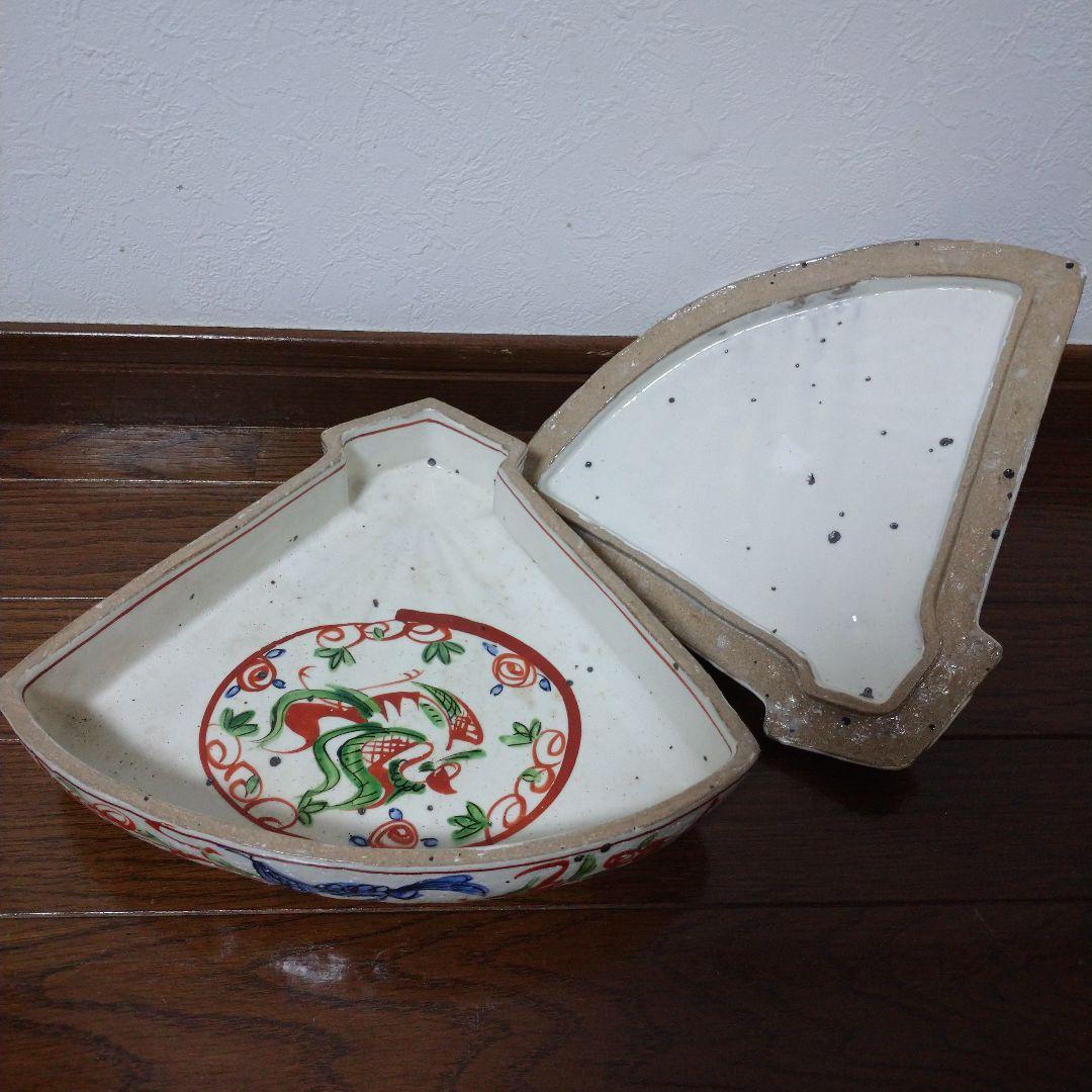 大特価‼️ 最終値下げ‼️ 中垣連次作‼️ 赤絵 扇型 蓋物‼️ 一点物