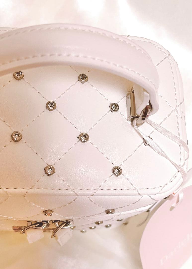 Darichダーリッチ キルティングビジュースクエアミニバッグ バニティホワイト