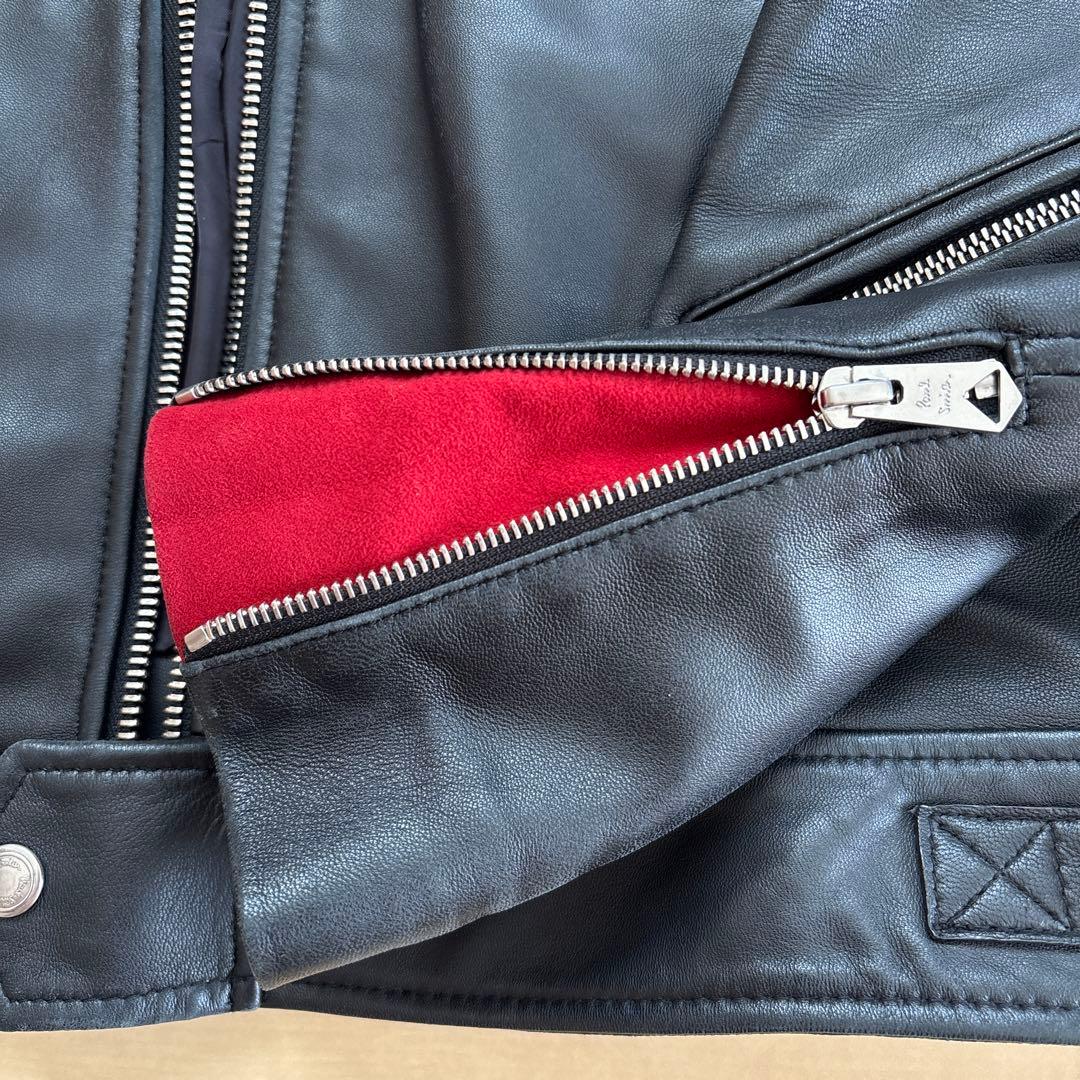 Paul Smith ブラックレザーシングルライダースジャケット Mサイズ