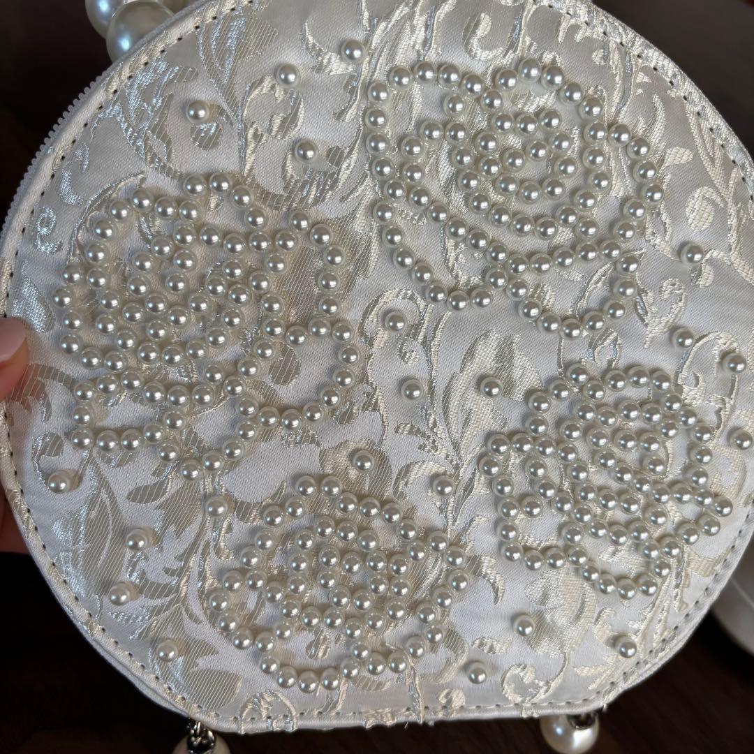 ホワイト和装用バッグと草履セット 成人式 振袖 22.5-23cm