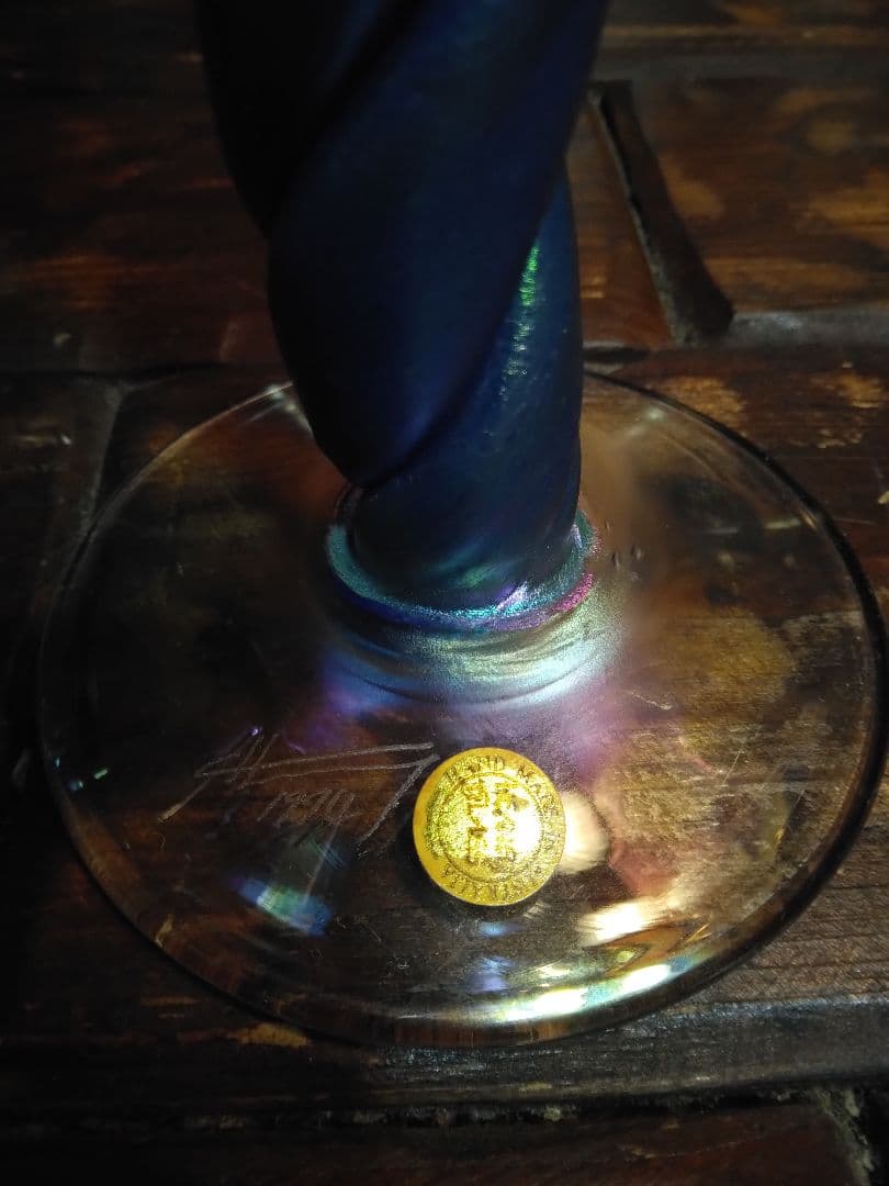 一点物 コリン・ヒーニー ゴブレット 2個 アート グラス 吹きガラス サイン