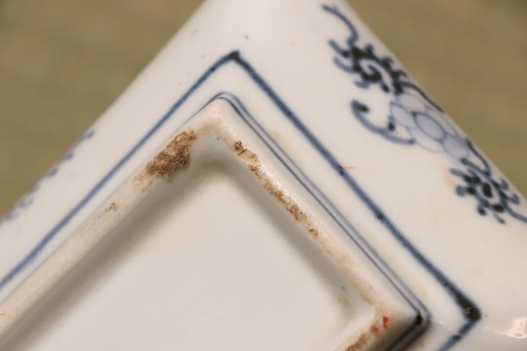 CM50】古伊万里 色絵 長方刺身皿 角皿 五客 桐鳳凰 松竹梅 扇面