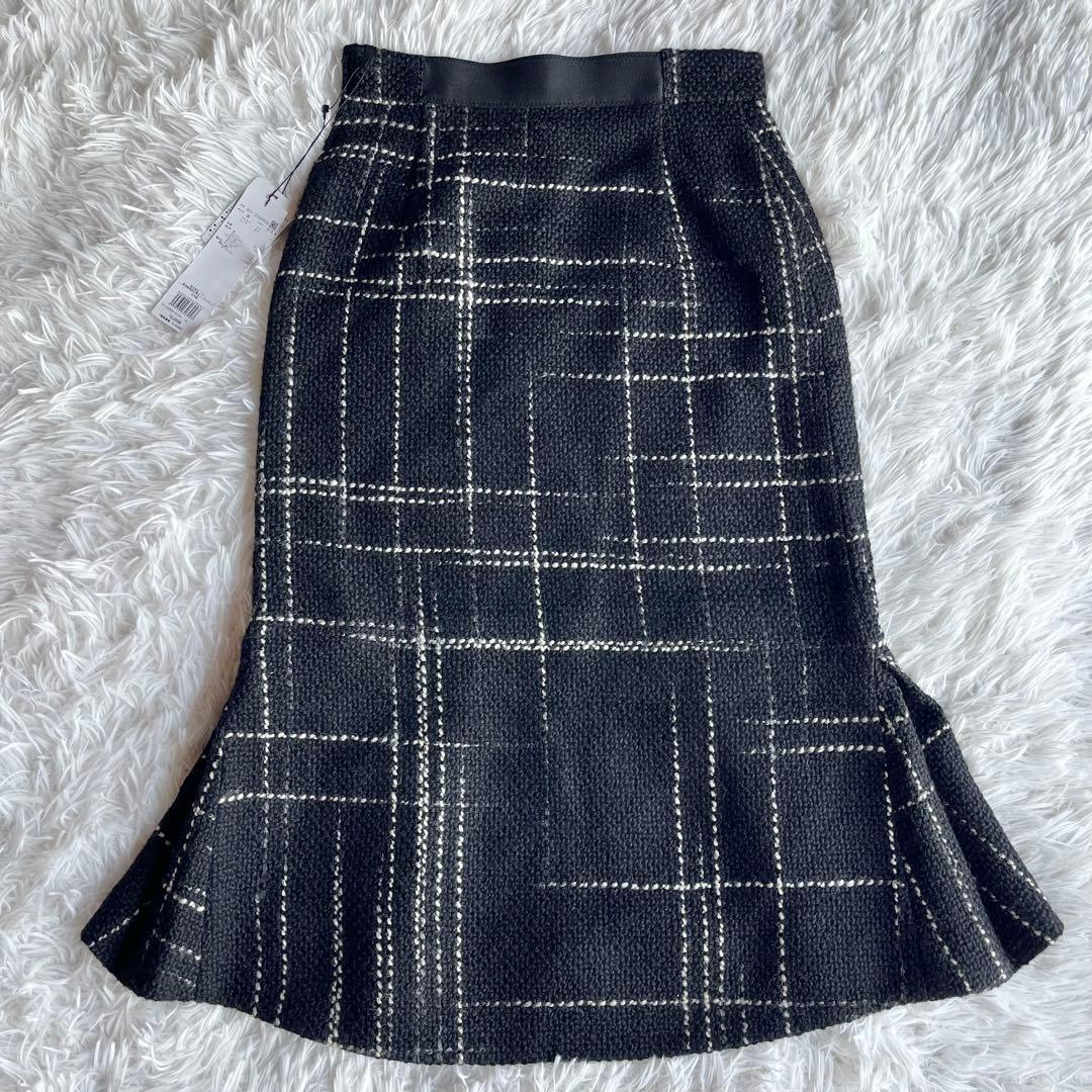 【タグ付き】 アドーア クラシカルツイードスカート タイトスカート ペプラム
