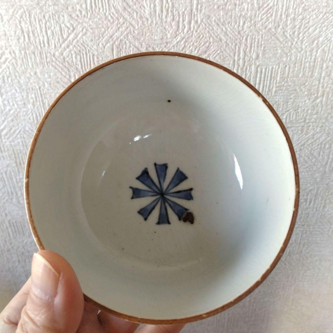 《新春セール！》古伊万里染付幾何学花文蓋付き茶碗蕎麦猪口江戸時代