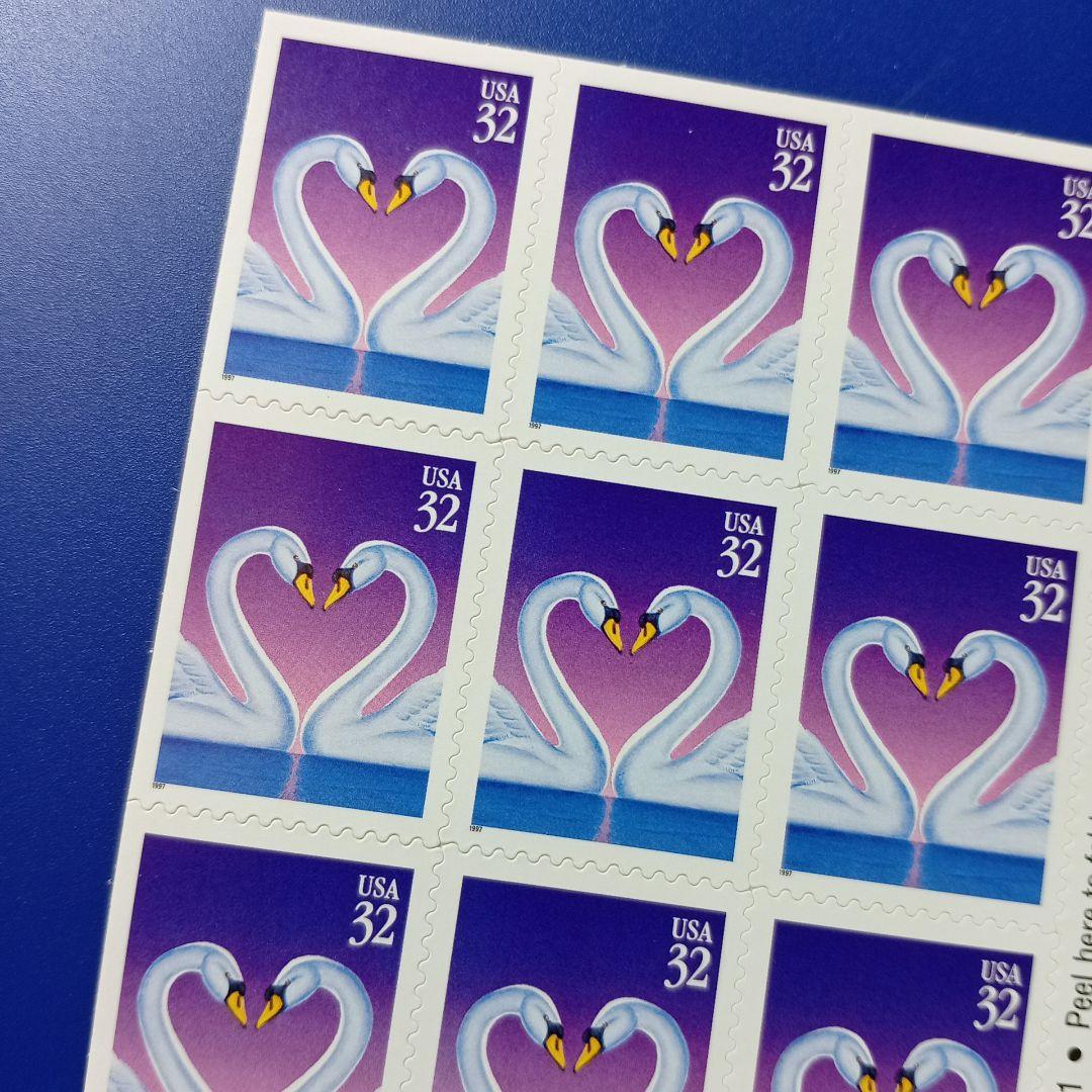 4678 外国切手 アメリカ USA 1997年 白鳥のハート20面入切手帳 - メルカリ