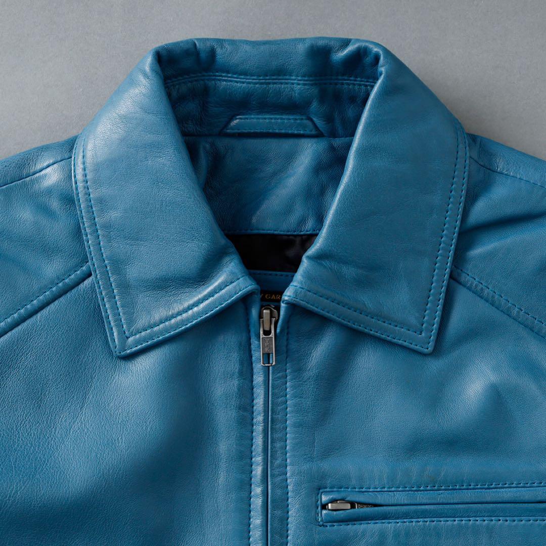 革ジャン ライダースジャケット 本革 羊革 柔らかいバイカー 襟付き ヒース