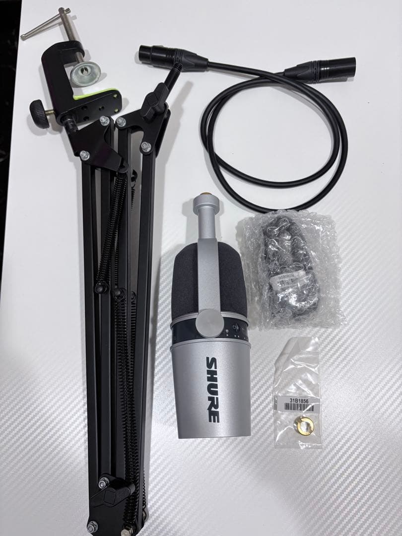 SHURE MV7 ポッドキャストマイク マイクスタンド マイクケーブル付