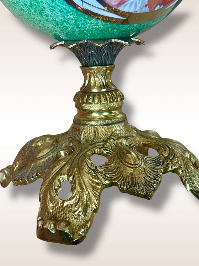 Bronpor スペイン製 デコラティブ花瓶風 ブロンズ装飾 グリーン - 工芸