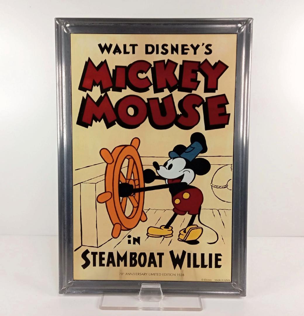 新品ディズニー ミッキー蒸気船ウィリー70周年ステンドグラスbグラス