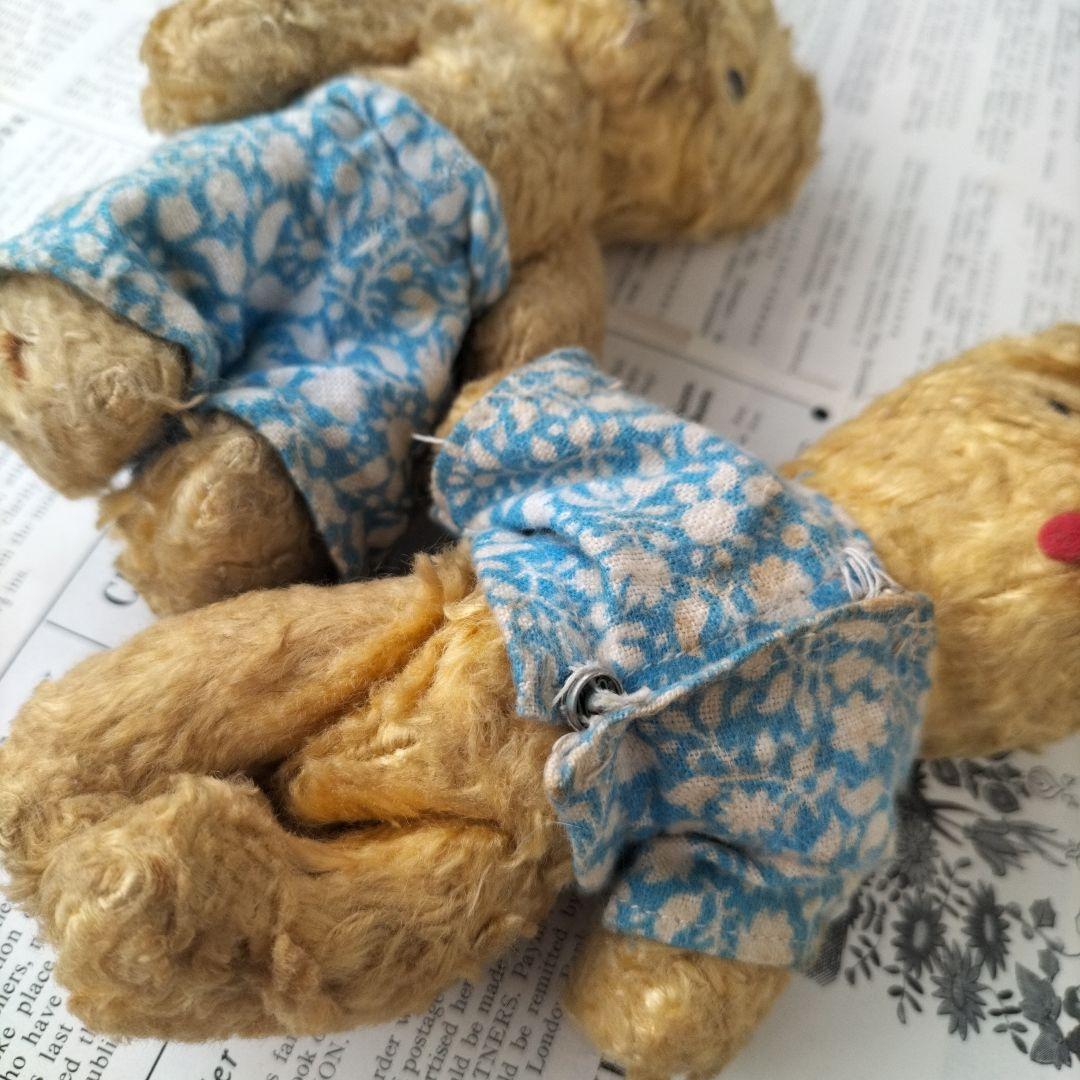 イギリス ビンテージ テディベア レーヨンプラッシュ 仲良しペアで