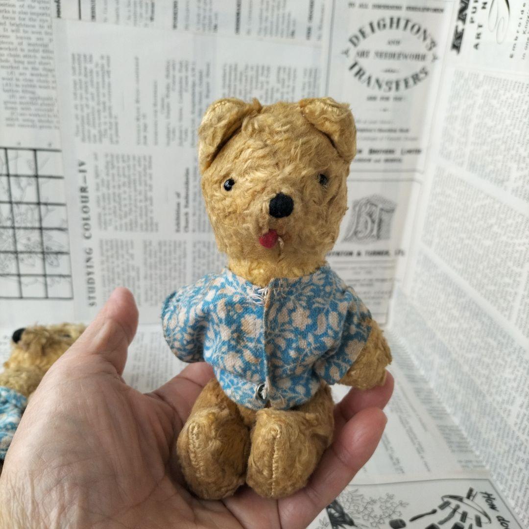 イギリス ビンテージ テディベア レーヨンプラッシュ 仲良しペアで