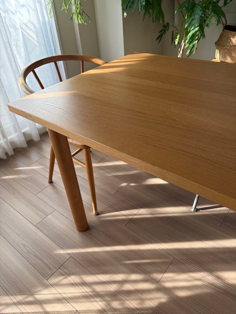 【廃盤希少】無印良品 オーク材 板と脚でできた木製テーブル 140×80cm