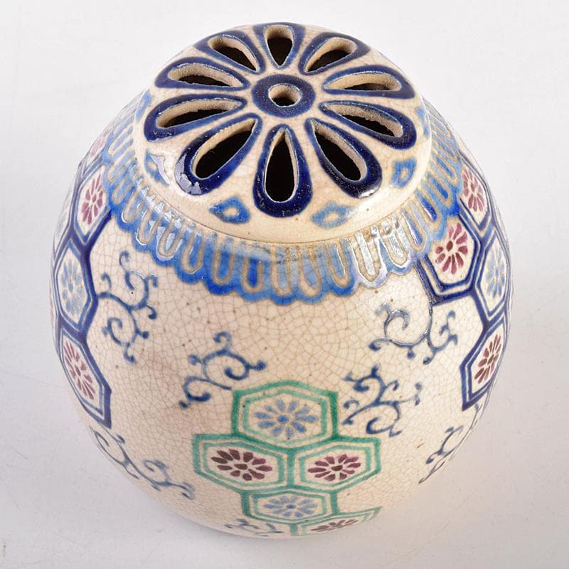 茶道具　京焼　京薩摩　色絵　香炉　時代箱付　M　R7714