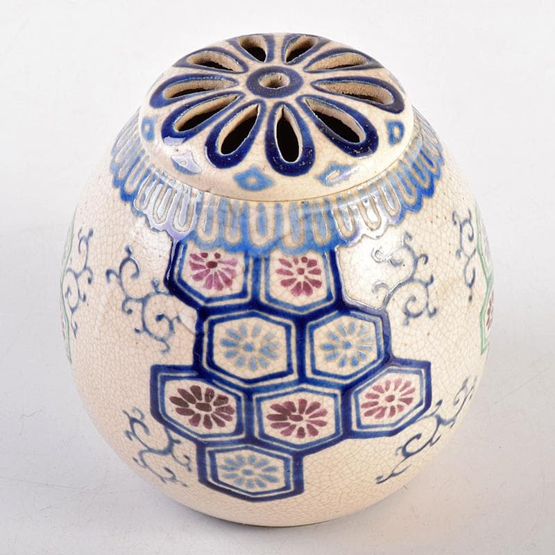 茶道具　京焼　京薩摩　色絵　香炉　時代箱付　M　R7714