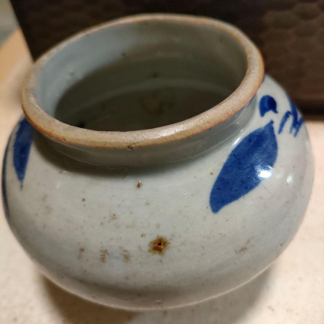 李朝　小壺　染付　朝鮮美術　時代物　骨董アンティーク