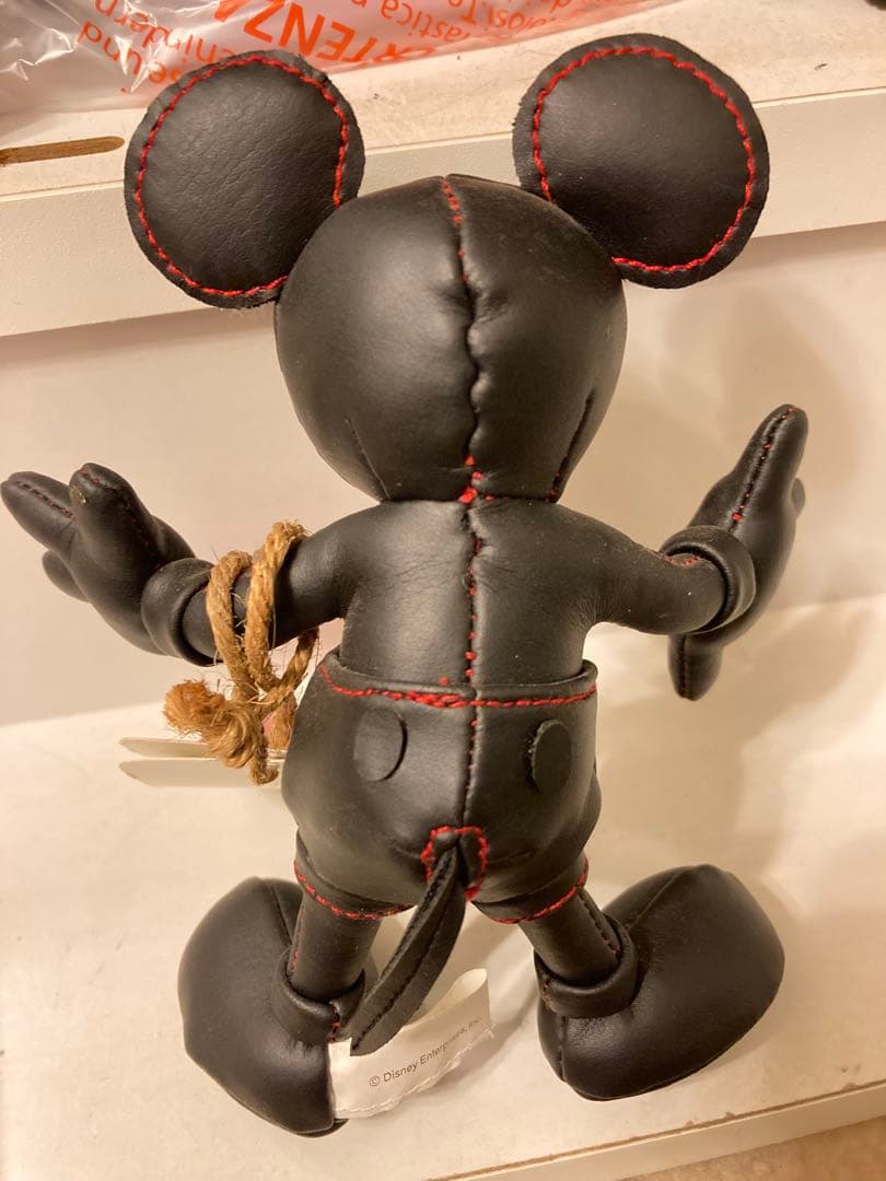 ディズニー レザーミッキーマウスぬいぐるみ アンティークドール タグ