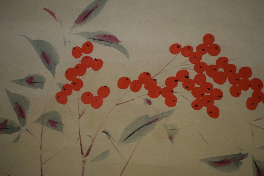 不詳/作者不詳/南天図/扇面/横物/布袋屋掛軸HJ-886