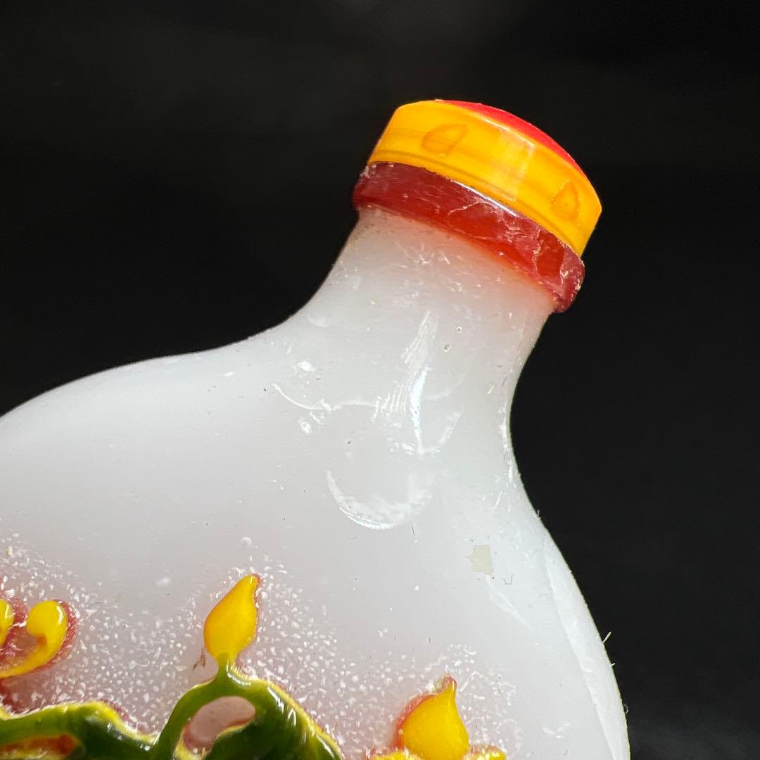 中国古玩 乾隆ガラス鼻煙香 木箱付 高さ約7㎝ 東Y8-