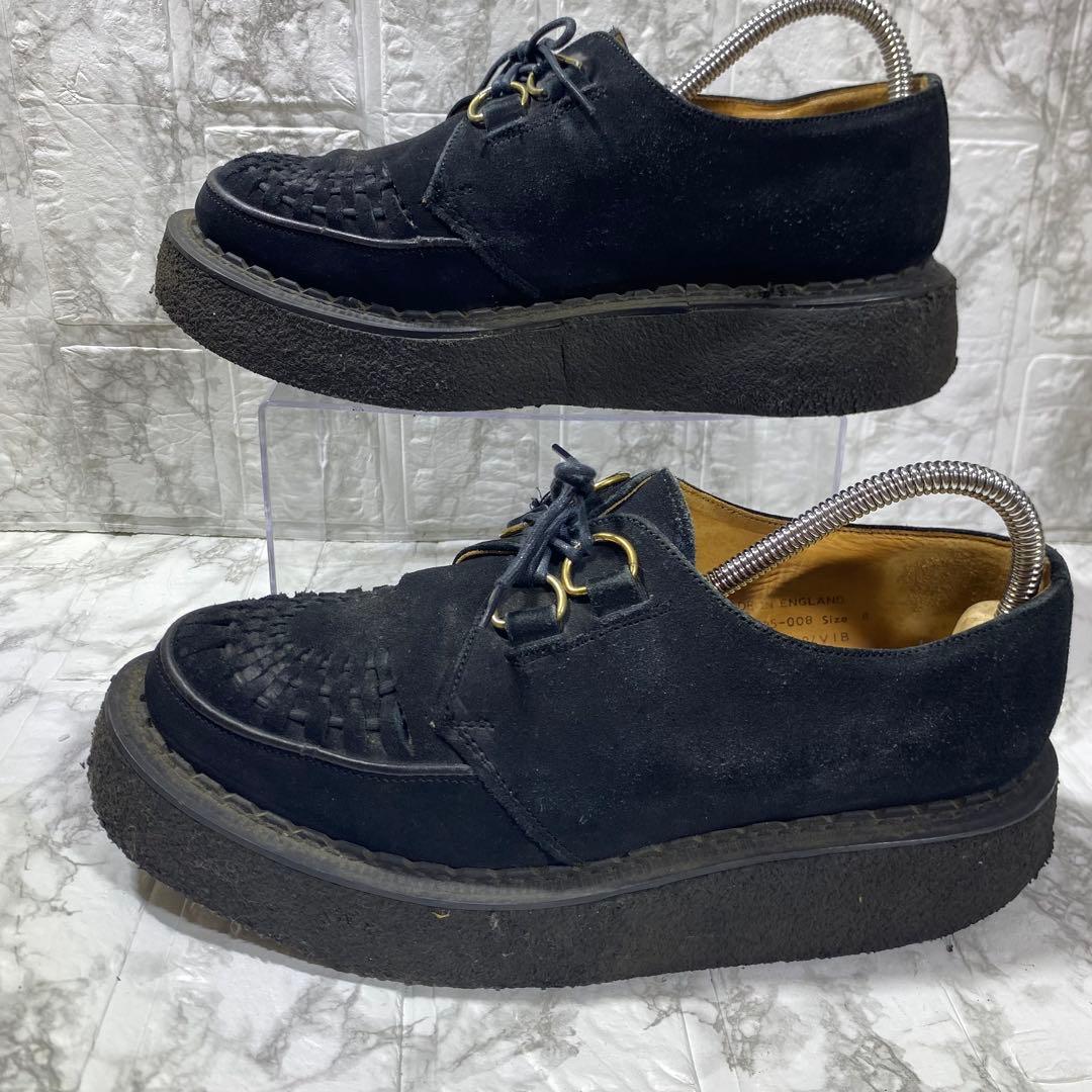 【E COX】スウェード　ラバーソール　黒　厚底 モカシン　アミアミ