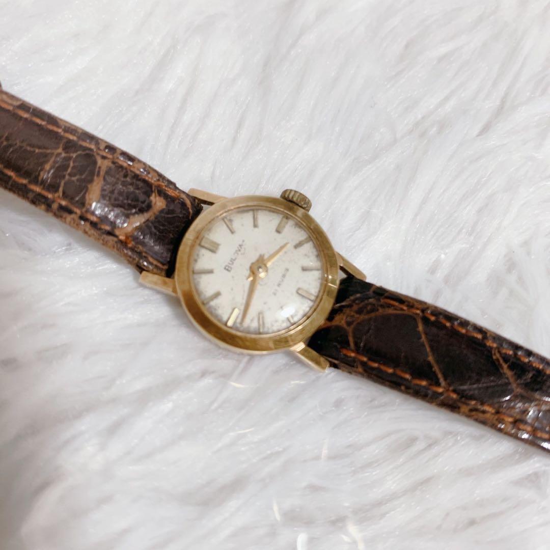 動作未確認】BULOVA21 エルヴィン 腕時計 K18ゴールド レディース