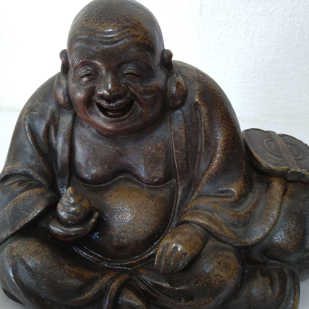古備前 七福神 座布袋尊 置物 備前焼 骨董 布袋様縁起物 - メルカリ