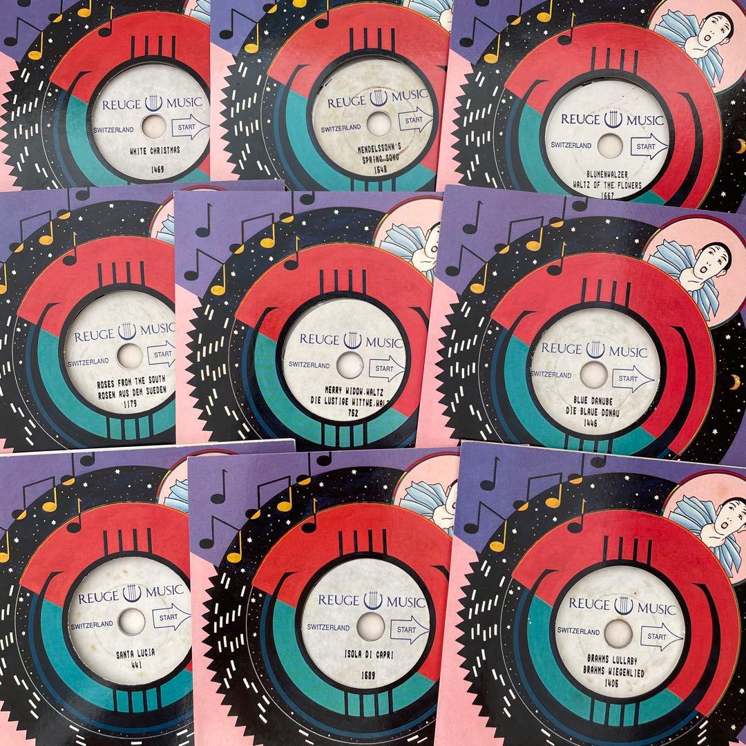 ディスク22枚付き　リュージュオルゴール　ドーム型クルミ象嵌箱ディスクオルゴール