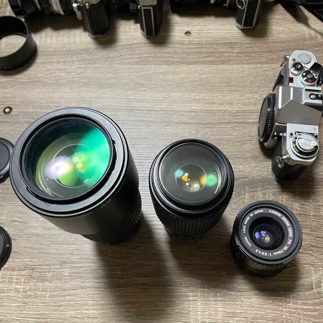 作例あり Canon AV-1 フィルム一眼レフカメラ レンズ3本 動作確認済み