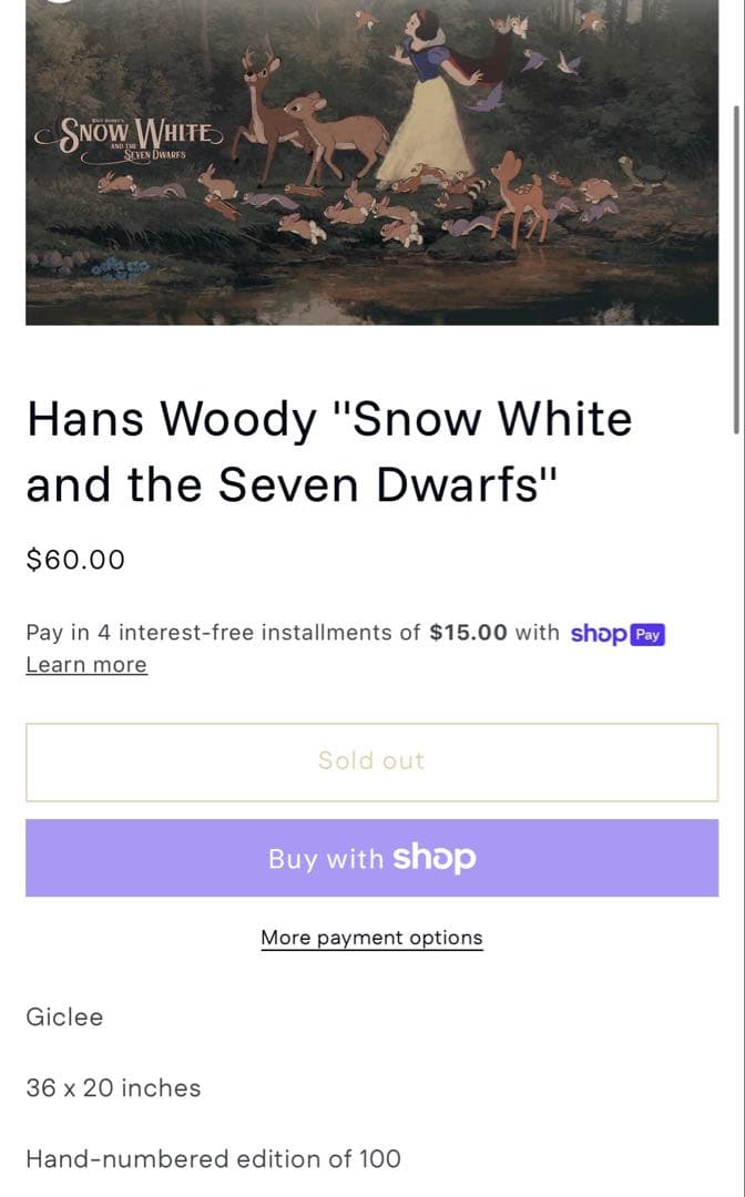 白雪姫 ディズニー ポスター MONDO BNG シルクスクリーン