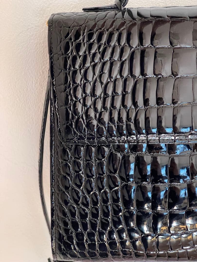 専用　JRA 最高峰 ポロサス クロコダイル 2WAY ハンドバッグ　ブラック