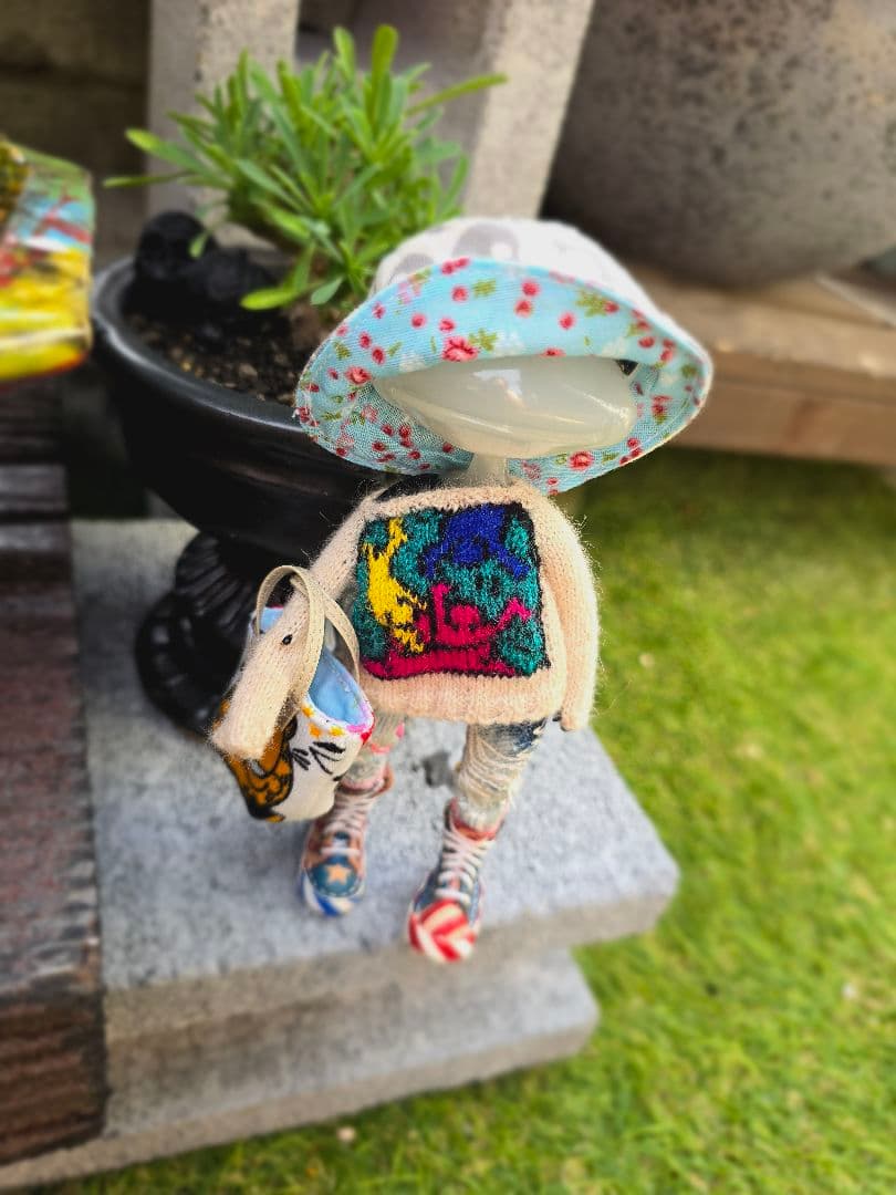 おすわりぬい服 10cm用 チェックリボンねこちゃん ピンク、水色 輪っか付き