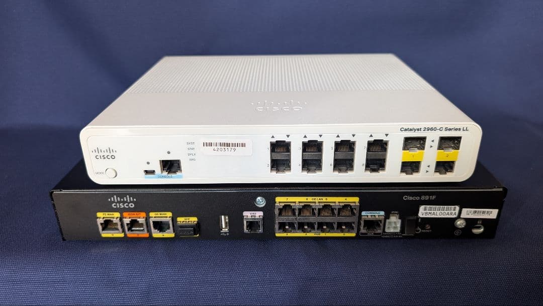 CCNA、CCNP】CISCO C891F、C2960 静音タイプ 2台セット pc台