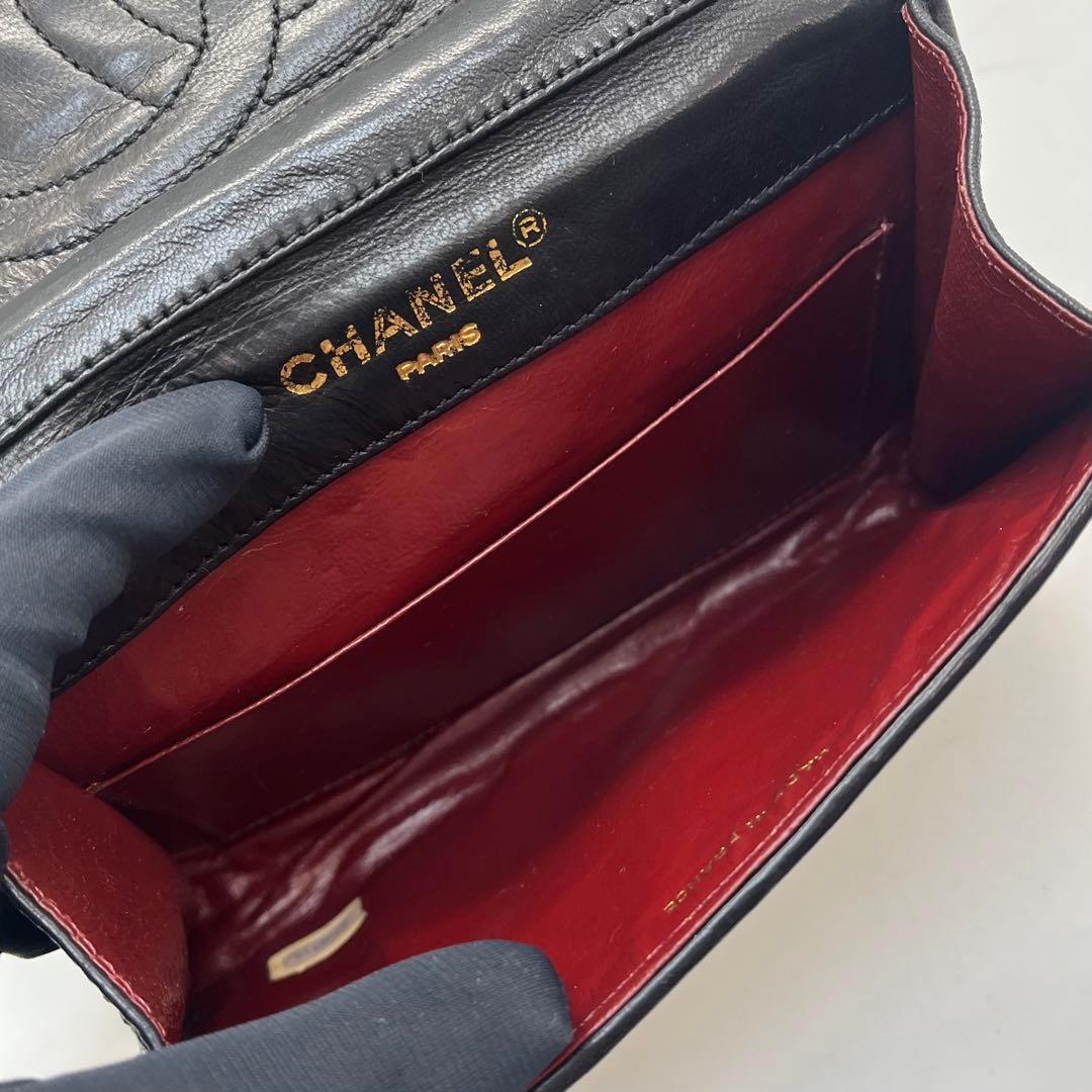 【超美品】　シャネル　マトラッセ　チェーン　ショルダーバッグ　ラムスキン　黒