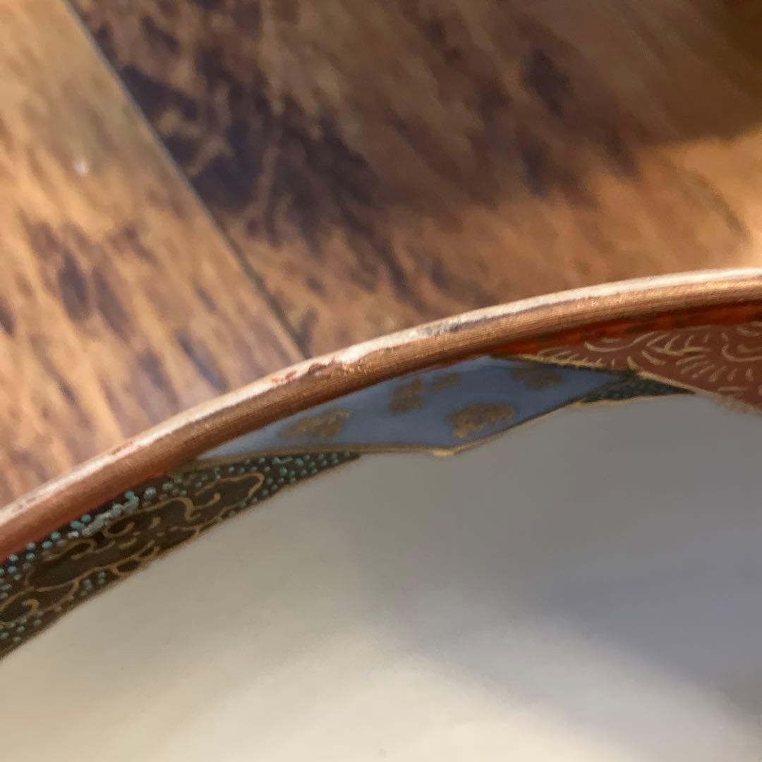 アンティーク 九谷焼 竹に虎図 三ツ鉢 深鉢 大鉢 三重鉢 骨董 手描き青粒