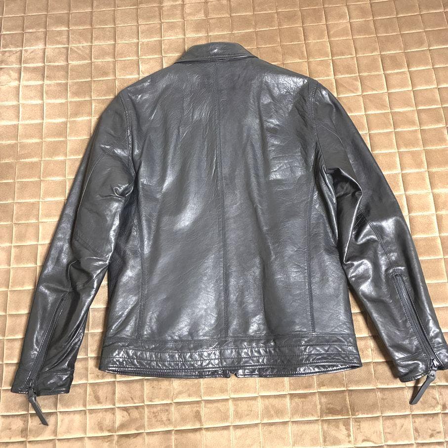 ほぼ新品ナノユニバース□中綿オイルドレザー SライダースMブラック