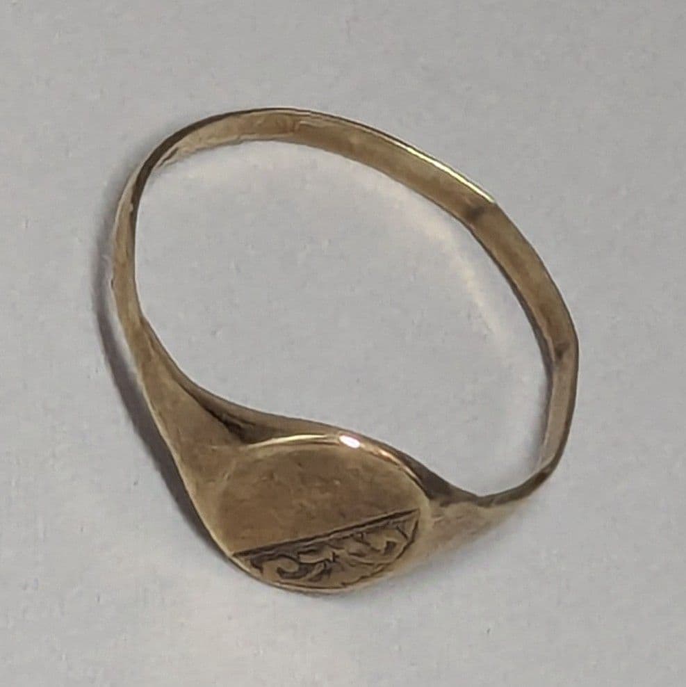 【Vintage】シグネットリング 印台９金 Gold ゴールド 英国製17号