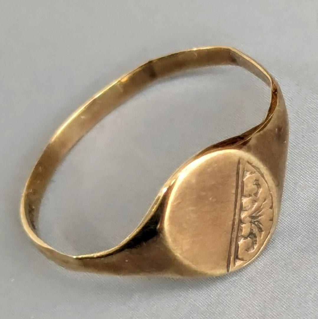 【Vintage】シグネットリング 印台９金 Gold ゴールド 英国製17号